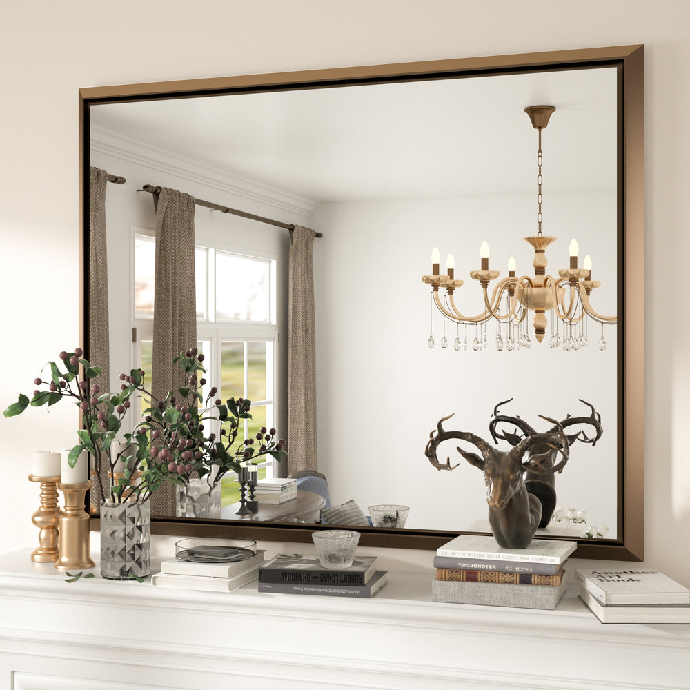 40 x 30 Inch | PILOCOS Modern Rustic Rectangular Beveled Frame Bathroom Vanity Mirror