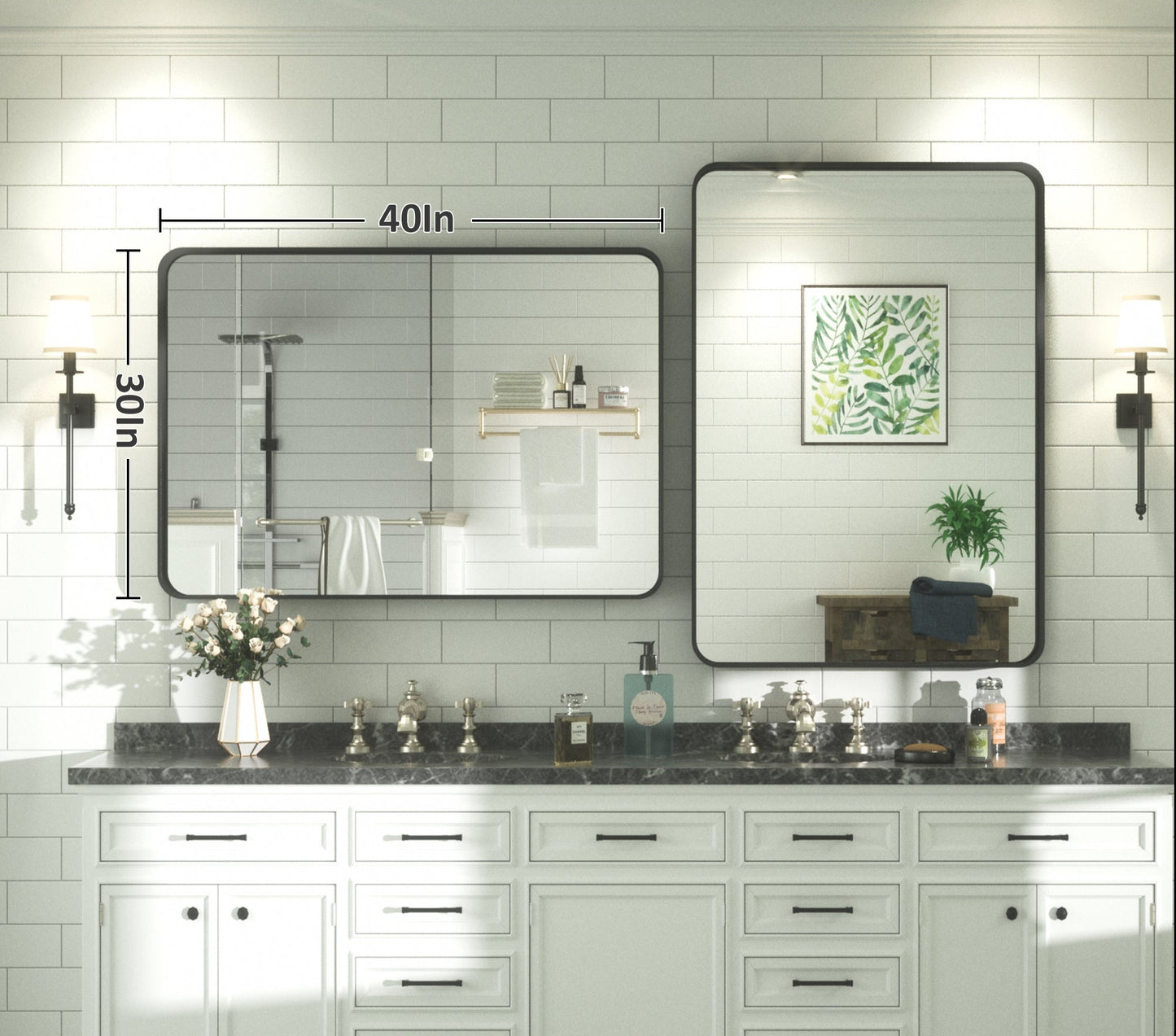 
                  
                    101,6 x 76,2 cm Pilocos moderne contemporain grand miroir à texture nervurée pour salle de bain/mur/chambre/entrée
                  
                