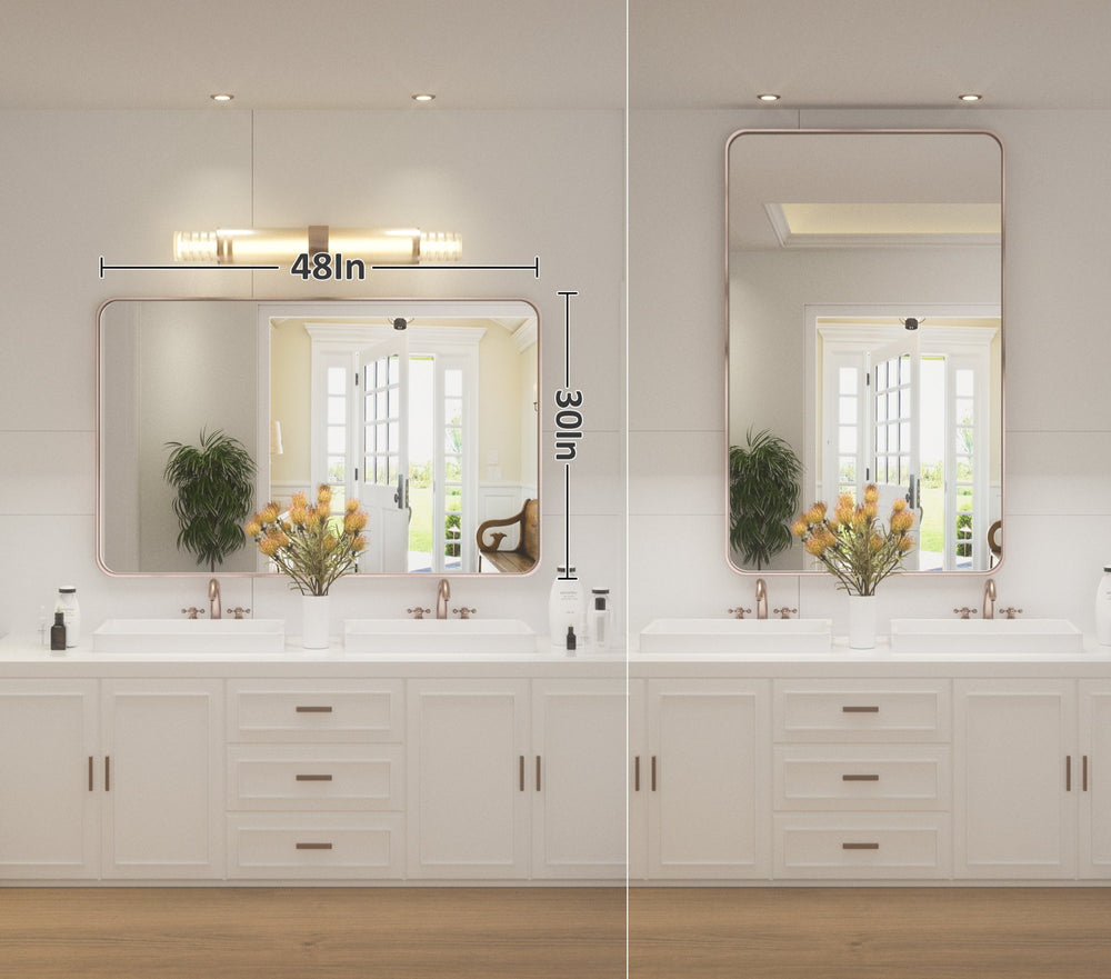 
                  
                    48" x 30" PILOCOS Modern Exquisite Bathroom Brushed Striped Metal Frame Mirror (Horizontal/Vertical )
                  
                
