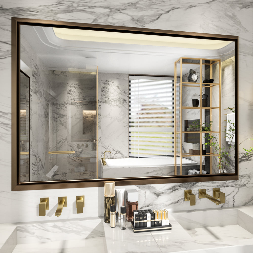 
                  
                    48 x 30 Inch | PILOCOS Retro Farmhouse Decorative Mirror for Bathroom with Beveled Metal Frame
                  
                