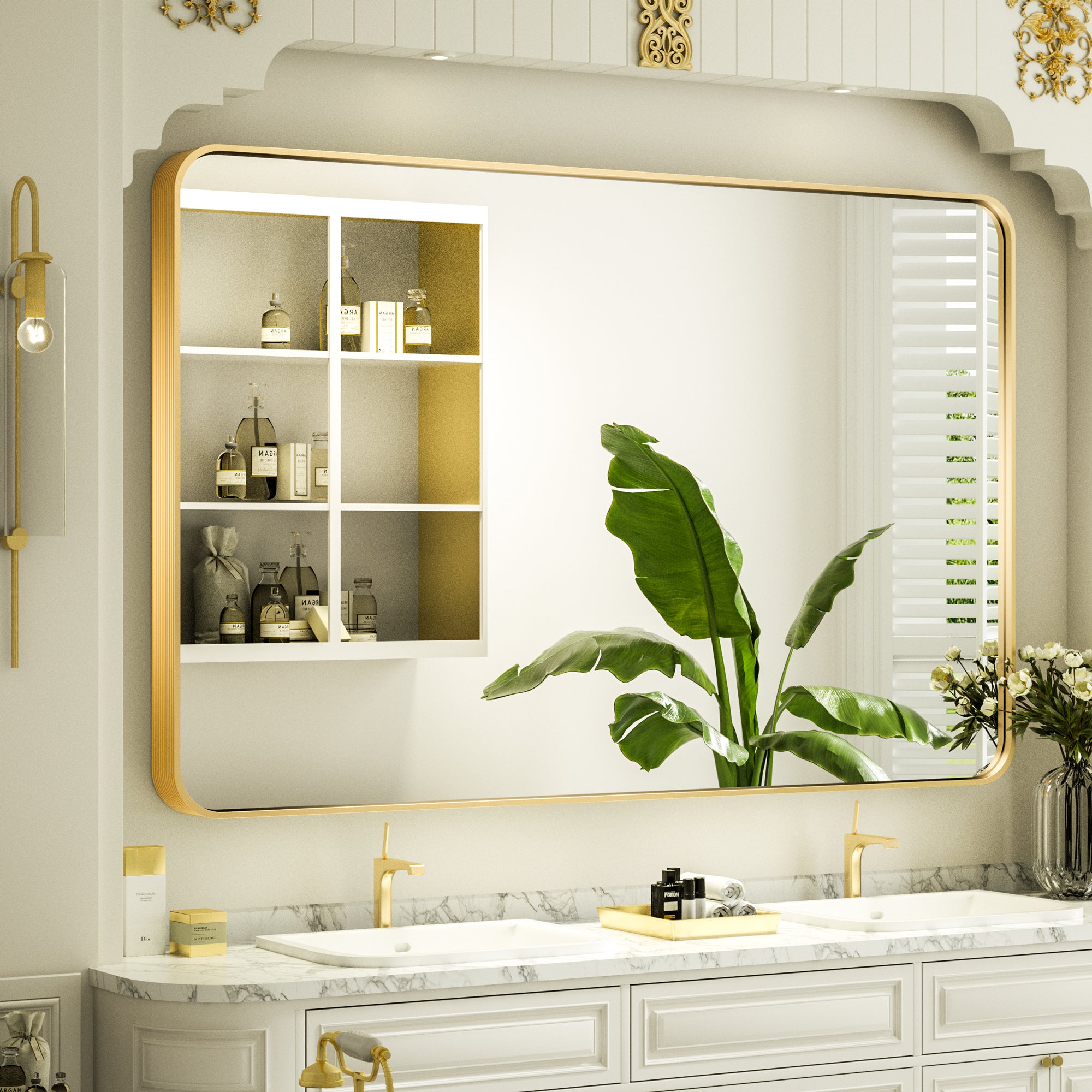 Modern Classy Rectangular Aluminum Frame Bathroom Mirror 48 x