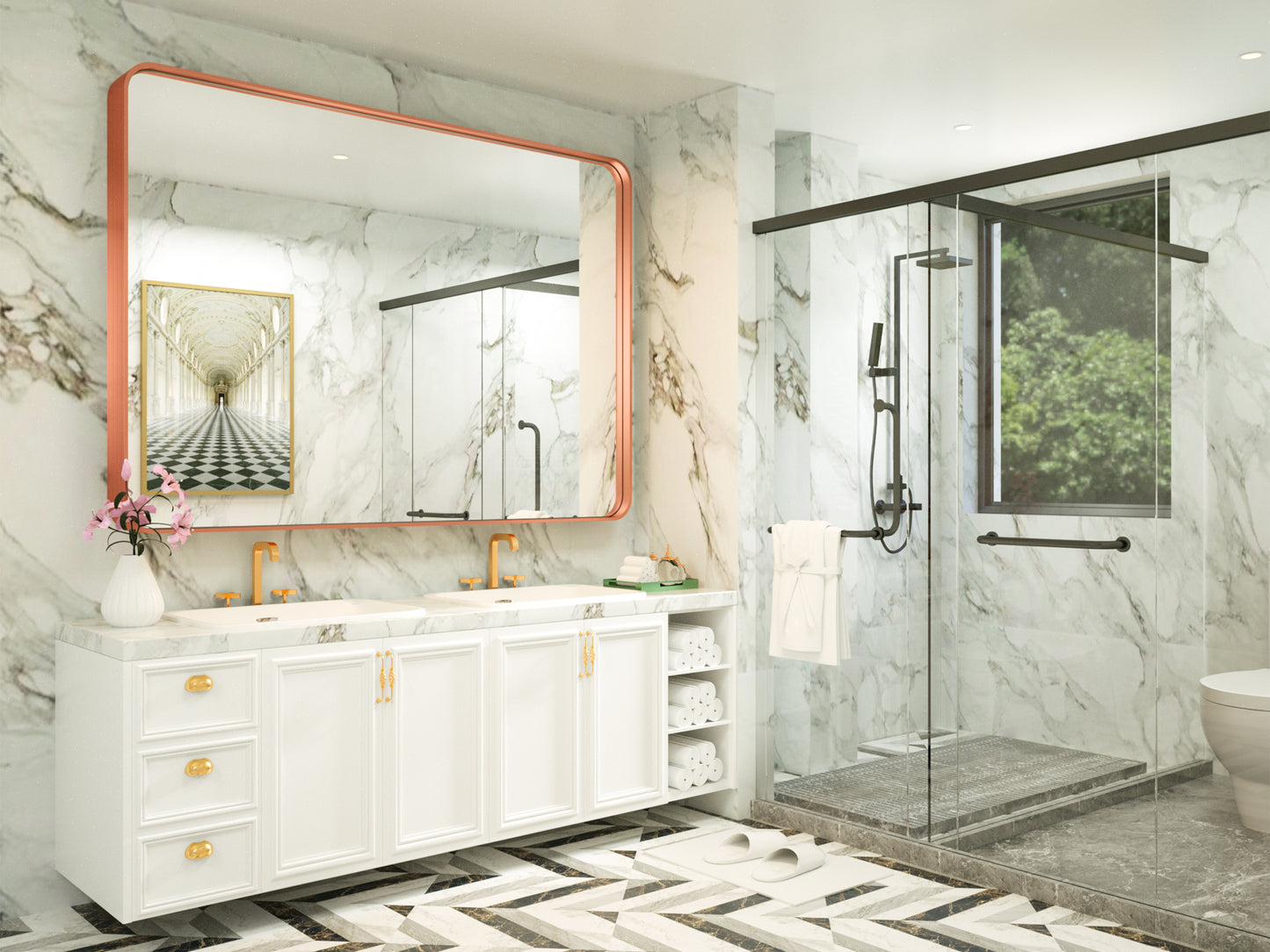 
                  
                    48" x 36" PILOCOS Classy Modern Rectangular Bathroom Vanity Mirror with Aluminum  Ribbed Texture Frame
                  
                