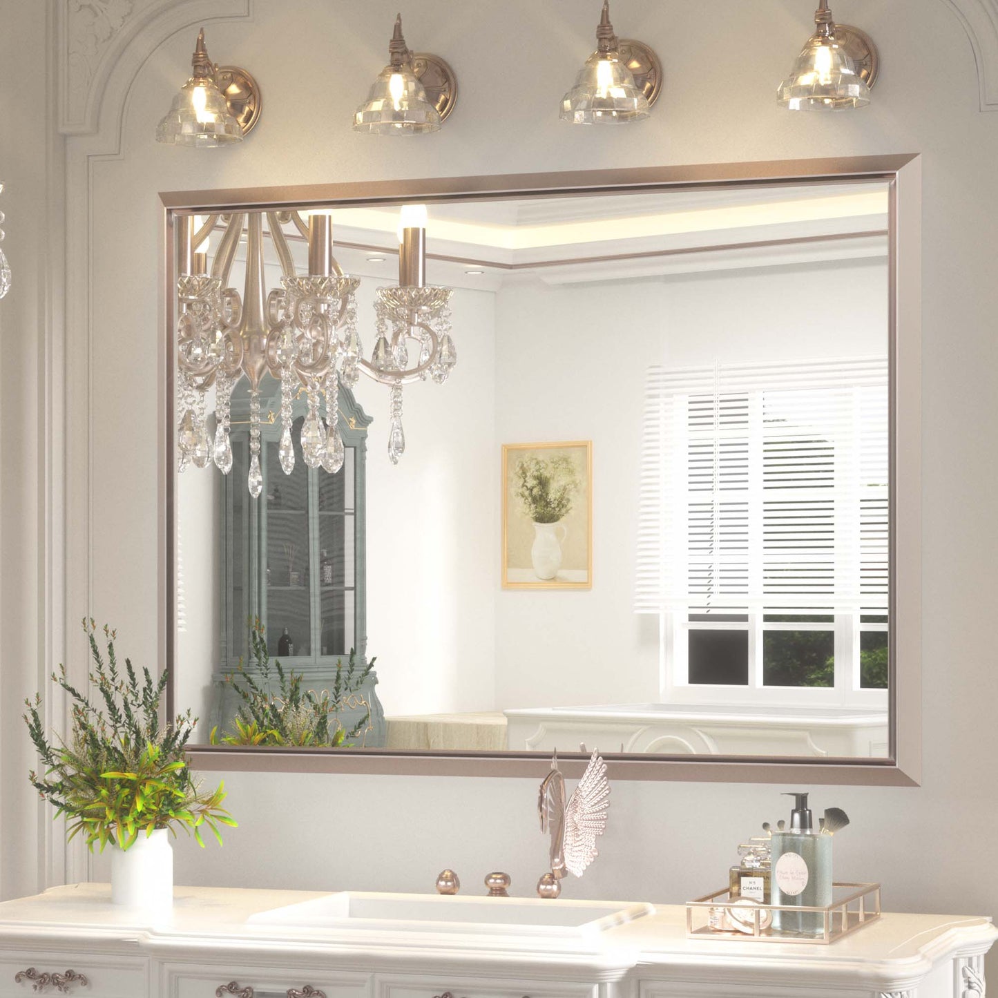 
                  
                    48 x 36 Inch | PILOCOS Modern Farmhouse Art Deco Rectangle Beveled Vanity Mirror
                  
                