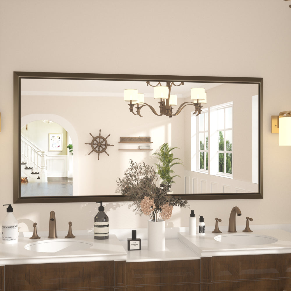 60 x 30 pouces | PILOCOS Grand miroir de courtoisie allongé vintage à cadre biseauté
