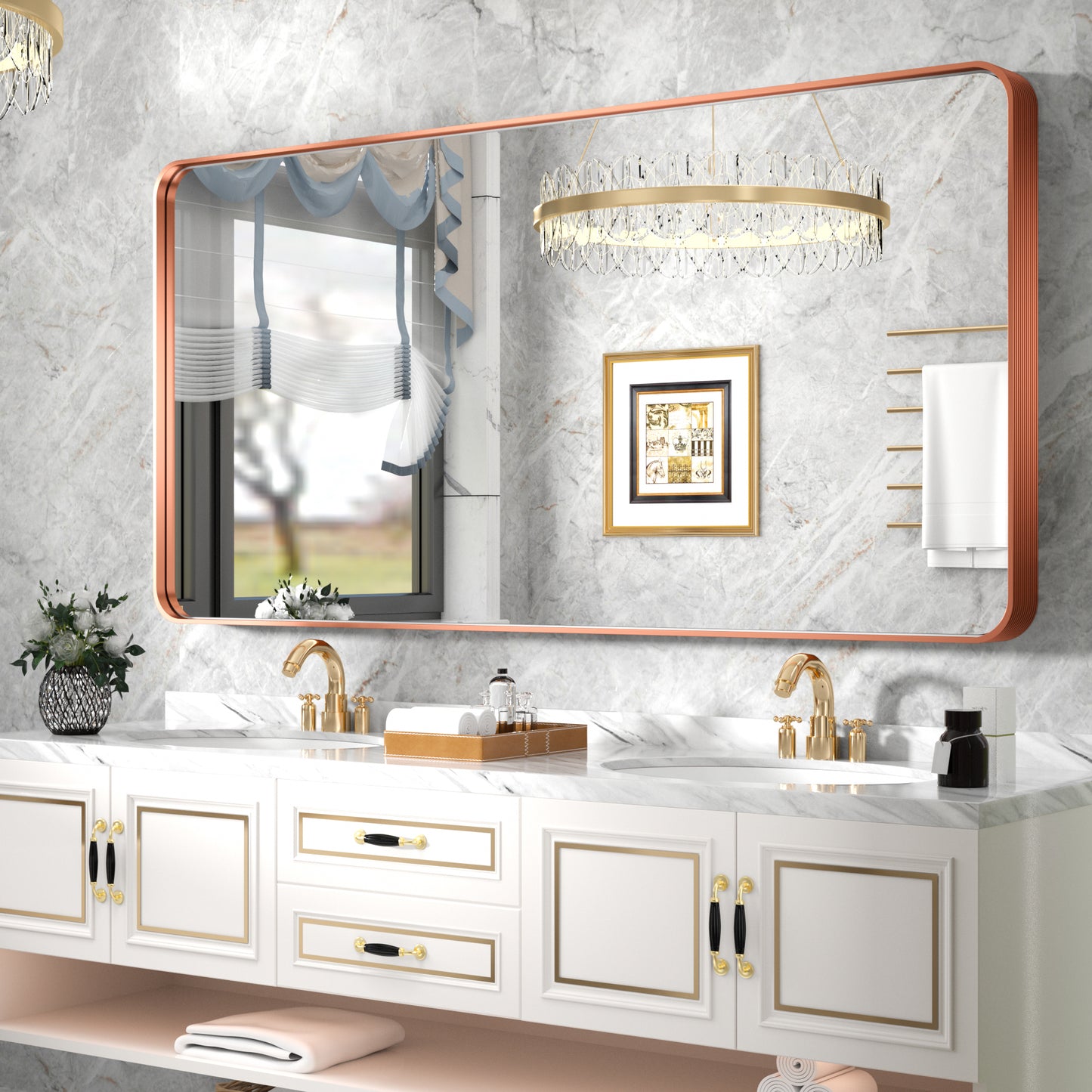 
                  
                    60" x 30" PILOCOS Large Elongated Modern Metal Frame Bathroom Decorative Mirrors
                  
                