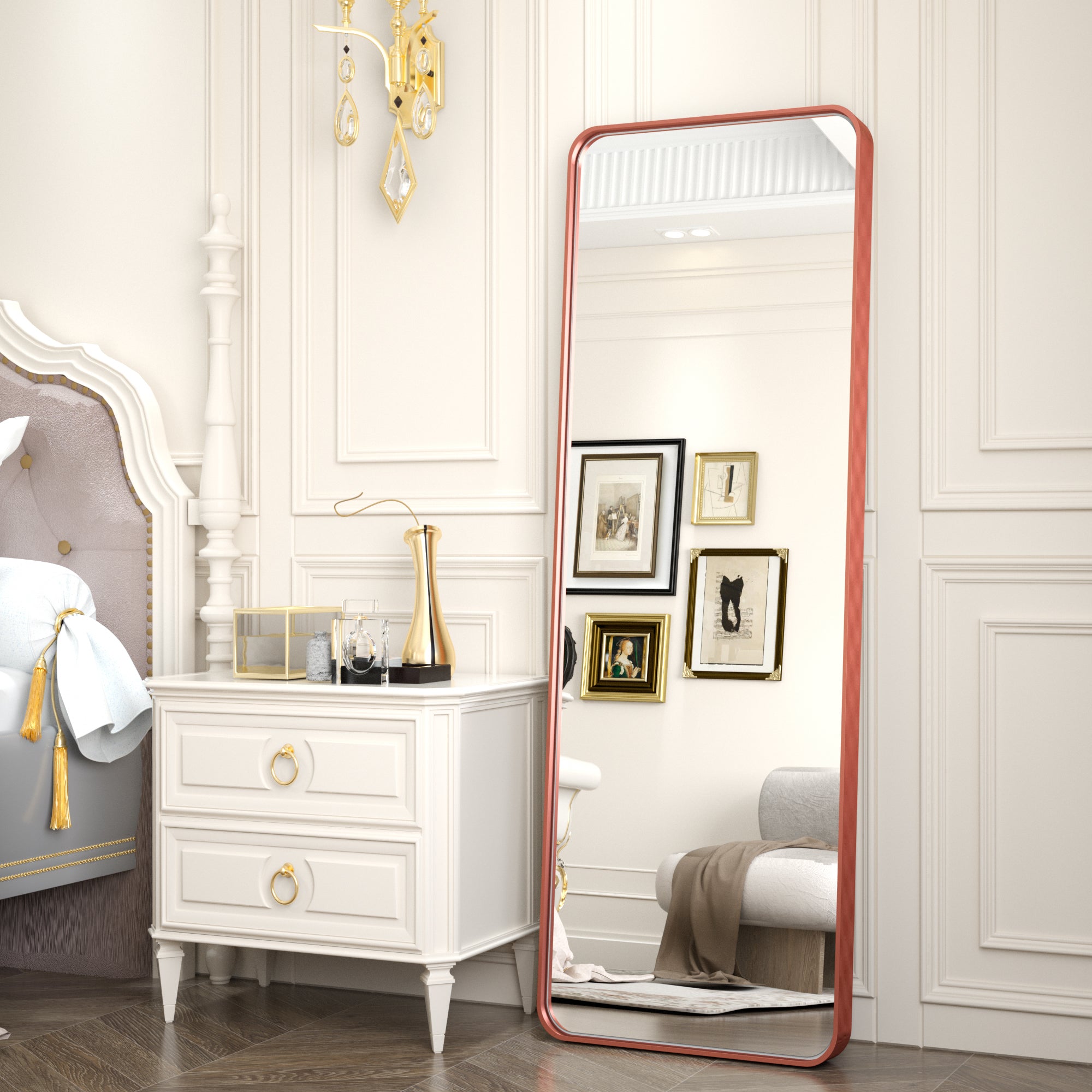 65 x 22 in Modern Full Length Tall Floor Brushed Metal Frame Mirror 