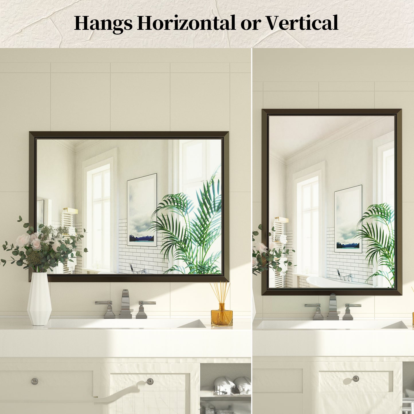 
                  
                    40 x 30 Inch | PILOCOS Modern Rustic Rectangular Beveled Frame Bathroom Vanity Mirror
                  
                