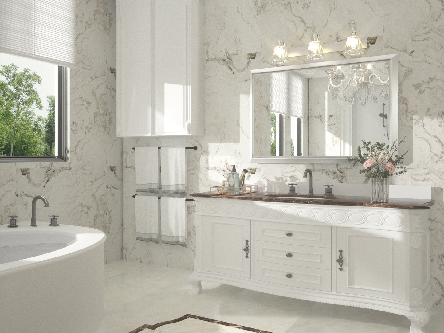 
                  
                    36 x 24 pouces | PILOCOS Miroir de salle de bain vintage moderne pour mur, miroir biseauté en aluminium avec cadre en métal
                  
                