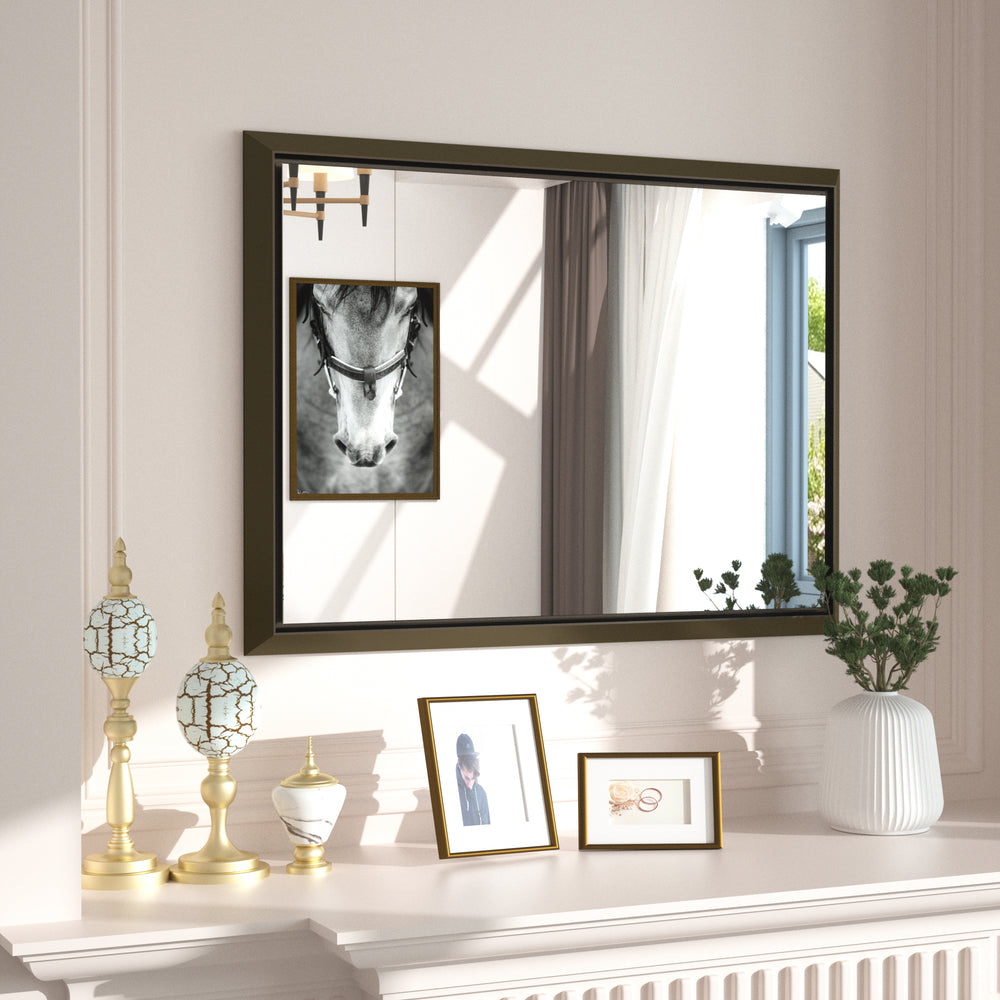 
                  
                    36 x 30 pouces | PILOCOS Farmhouse Miroir de salle de bain à cadre biseauté rectangulaire vintage pour mur
                  
                