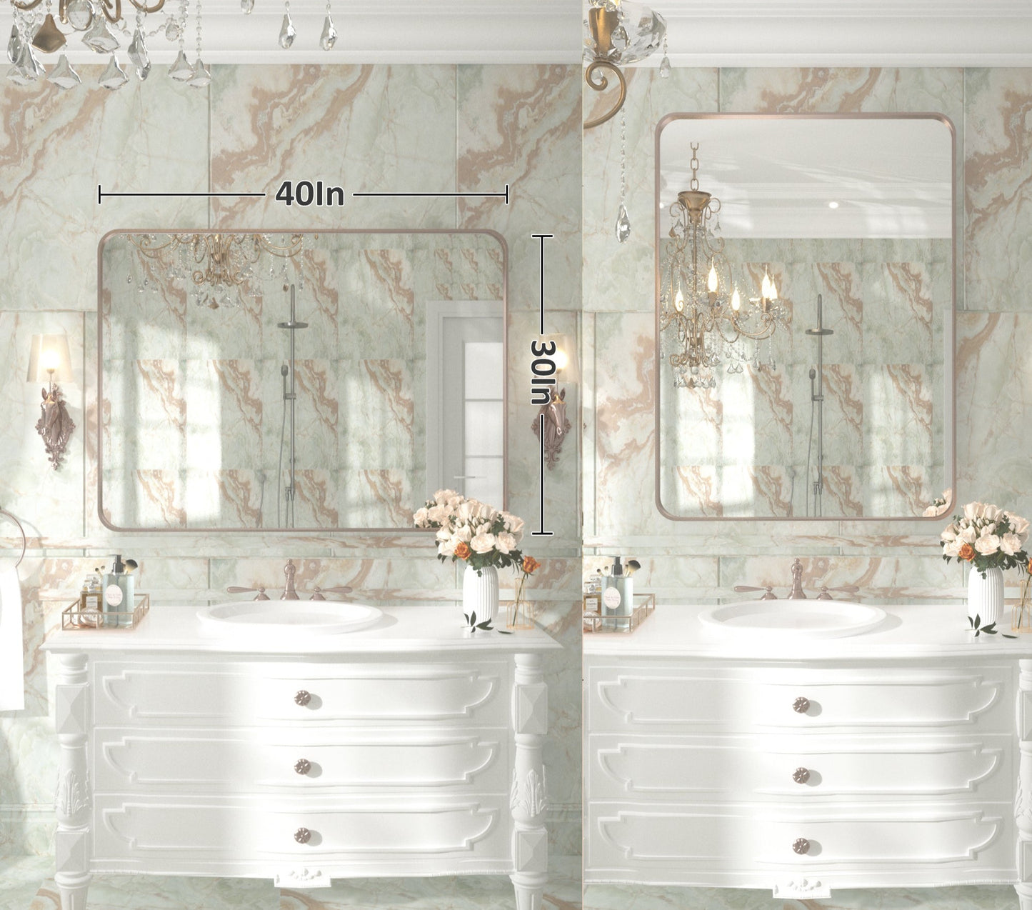
                  
                    101,6 x 76,2 cm Pilocos moderne contemporain grand miroir à texture nervurée pour salle de bain/mur/chambre/entrée
                  
                