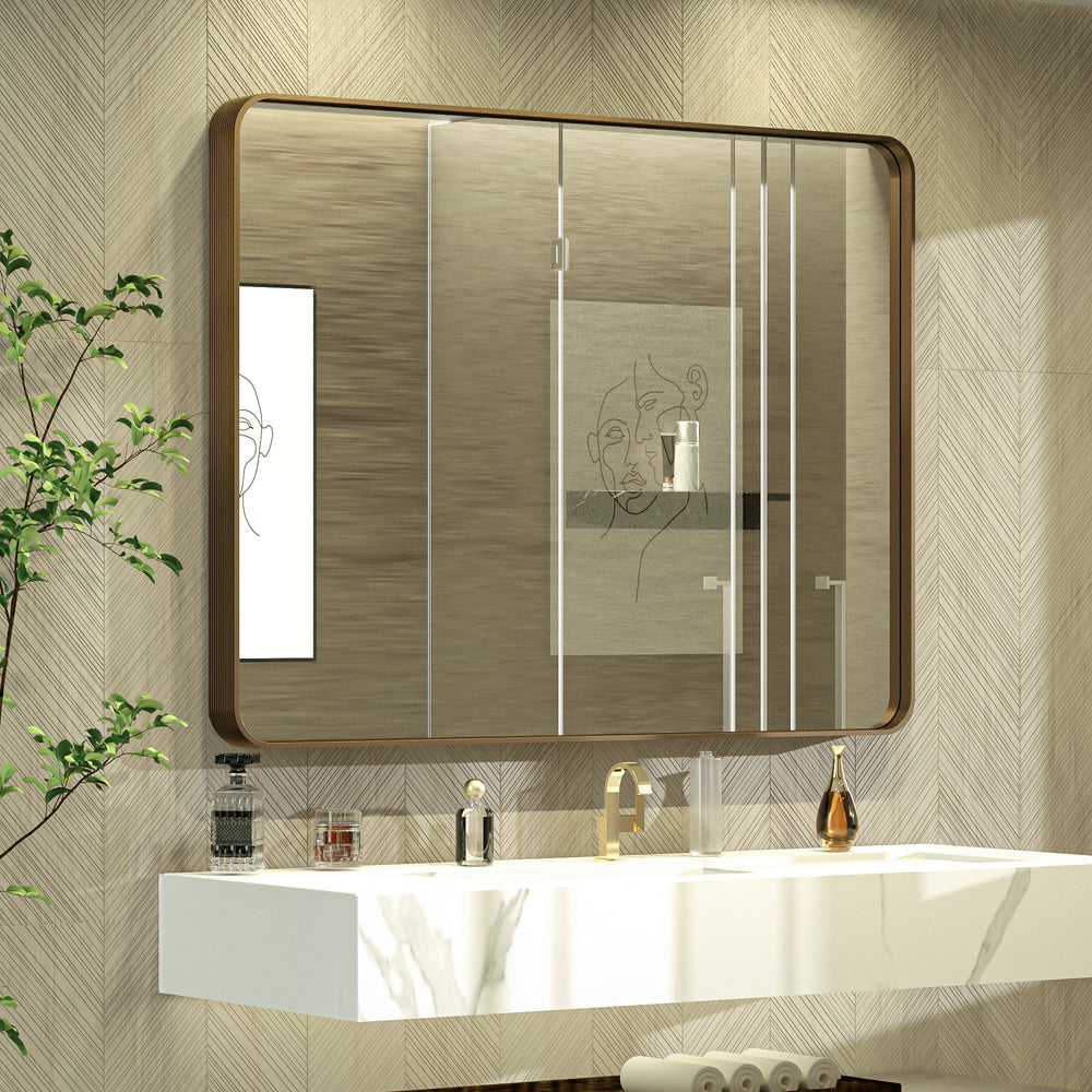 
                  
                    48" x 36" PILOCOS Classy Modern Rectangular Bathroom Vanity Mirror with Aluminum  Ribbed Texture Frame
                  
                