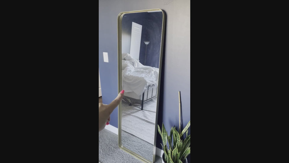 
                  
                    Load and play video in Gallery viewer, 65“ x 22” PILOCOS Modern Full Length Tall Floor Brushed Striped Metal Frame Mirror (Leaning or Hanging)
                  
                