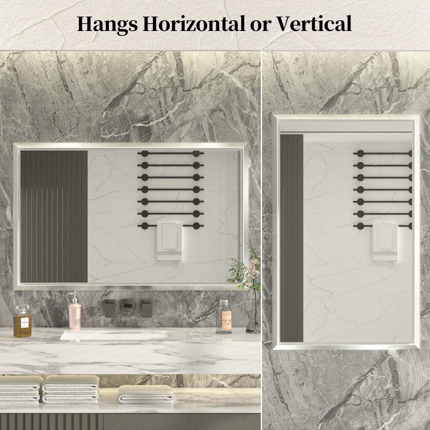 
                  
                    48 x 30 pouces | PILOCOS Retro Farmhouse Miroir décoratif pour salle de bain avec cadre en métal biseauté
                  
                