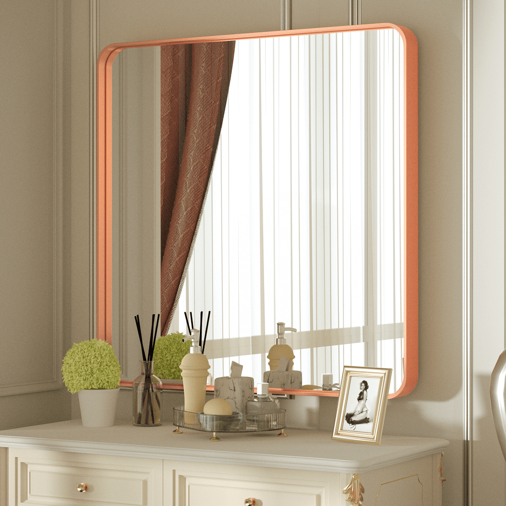 Miroir décoratif à cadre carré moderne PILOCOS de 36 po x 36 po pour vanité de chambre à coucher