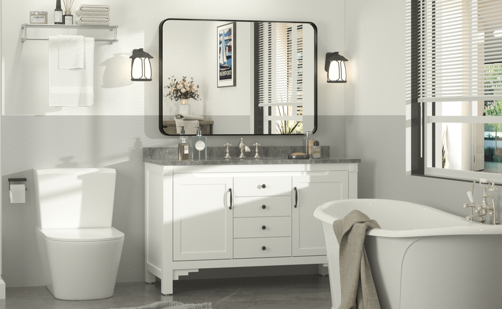 
                  
                    36" x 30" PILOCOS Modern Practical Aluminum Alloy Metal Frame Mirror for Bathroom Vanity - GL-Sink-Re-7691-bk - 11 - PILOCOS Mirror
                  
                