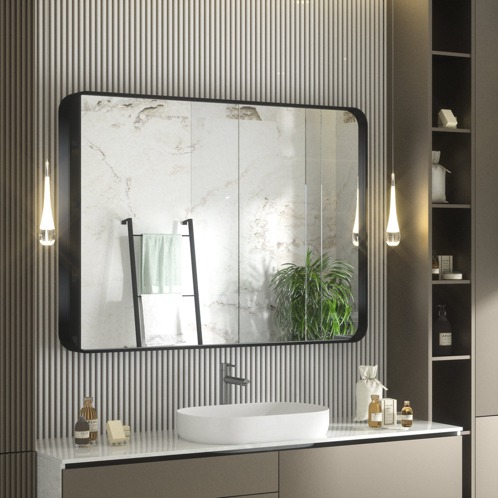 
                  
                    48" x 36" PILOCOS Classy Modern Rectangular Bathroom Vanity Mirror with Aluminum  Ribbed Texture Frame
                  
                