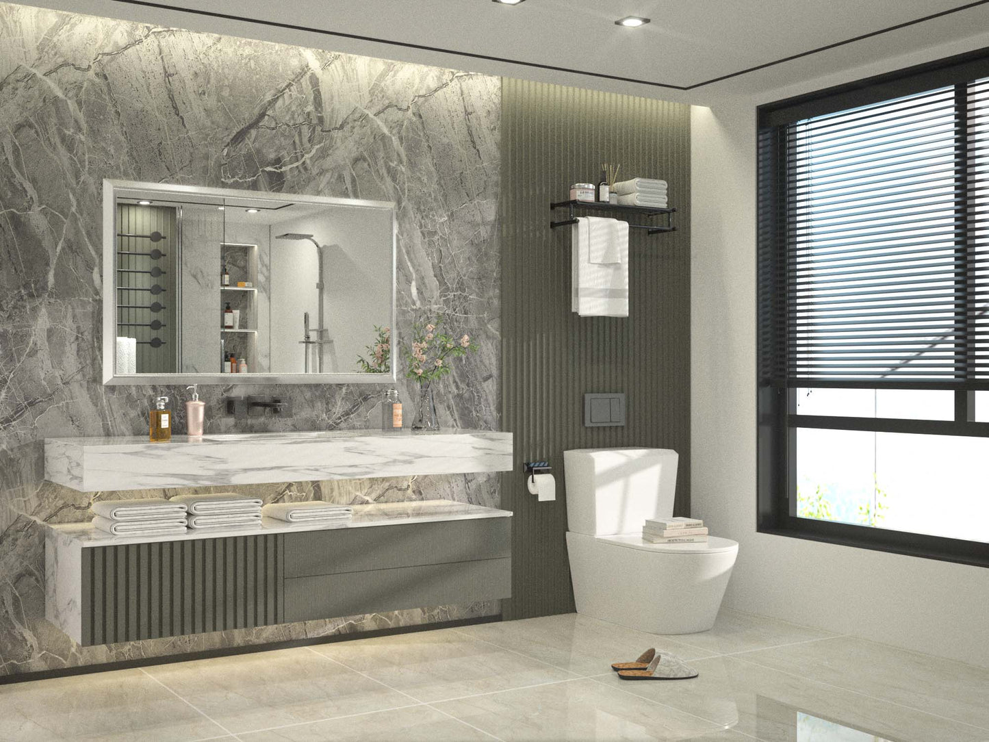 
                  
                    48 x 30 Inch | PILOCOS Retro Farmhouse Decorative Mirror for Bathroom with Beveled Metal Frame
                  
                