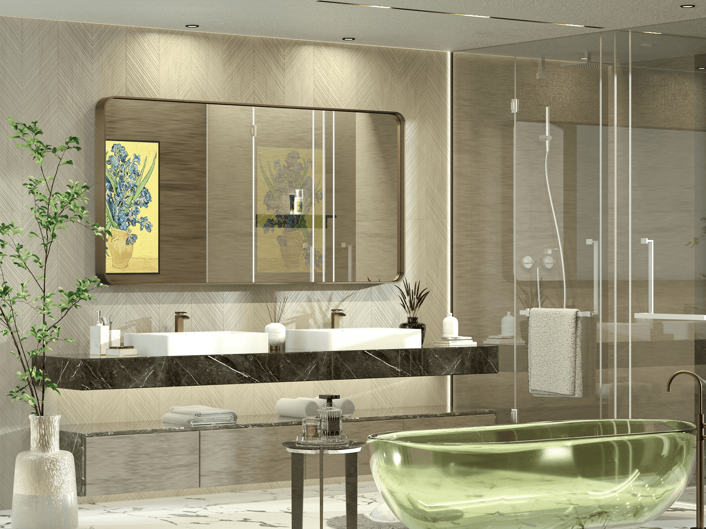 
                  
                    60 "x 30" PILOCOS Grands miroirs décoratifs allongés en métal pour salle de bain
                  
                